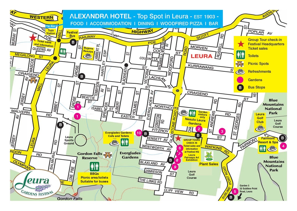 Leura Gardens Festival, Blue Mountains Spring Gardens Map of the Festival